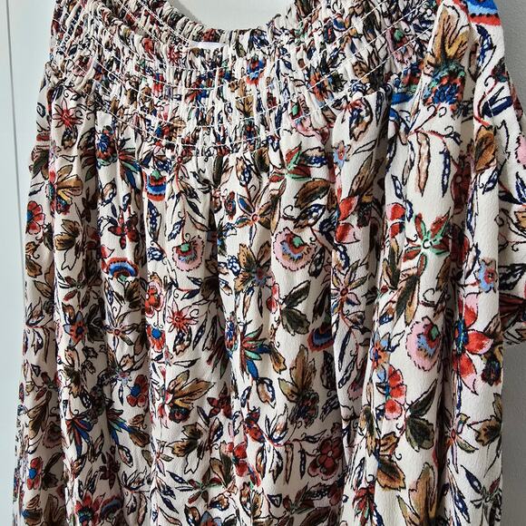 Evereve Floral Smocked Swing Tank Top Lined strappy Colorful Size Large - Picture 4 of 8